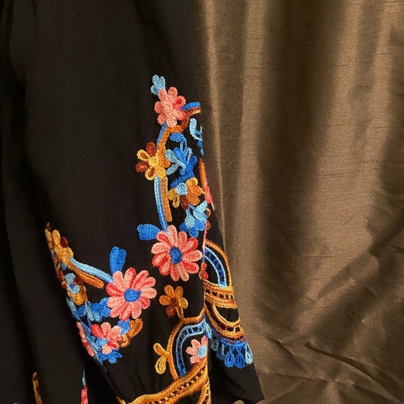 Cato Black Boho Plus Size Brocade Stiching Top - Picture 5 of 5